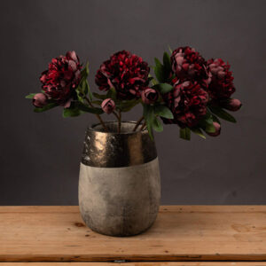 Burgundy Peony Rose Sprays | Set of 3 Luxurious Faux Flowers
