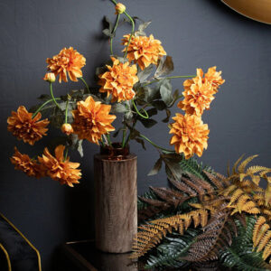 Orange Dahlia Faux Flowers - 5 Sprays on Display