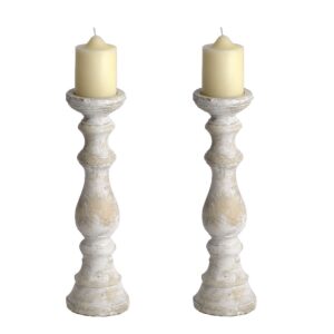 Large Stone Candle Holders | Set of 2 Pillar Candle Holders