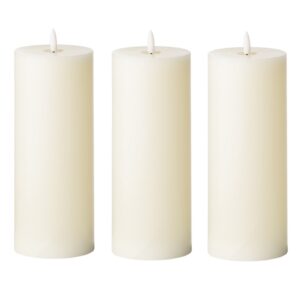 3 Real Wax Ivory LED Pillar Candles - 9 Inches by Day