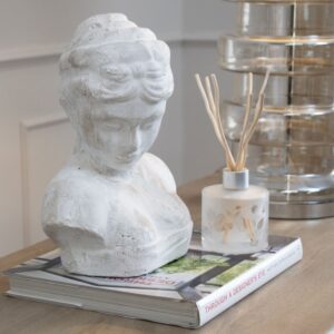 Womans Head Sculpture in Distressed Stone