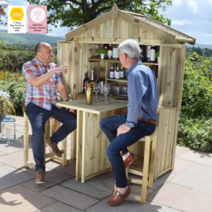 Award Winning Garden Bar & Two Stool Set