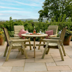 Round Wooden Garden Dining Set | Contemporary Design
