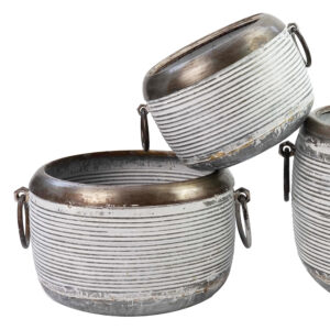 Galvanised Round Planters - Set of 3