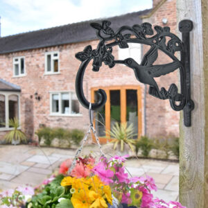 Cast Iron Hanging Basket Brackets | Two x Hummingbird Design