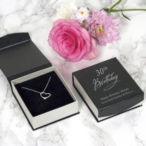 Heart Birthday Personalised Gift Silver Pendant Chain