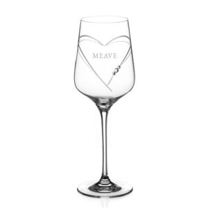 Personalised Diamante Wine Glass Hearts Design