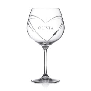 Personalised Hearts Gin Glass Adorned with Swarovski® Crystals