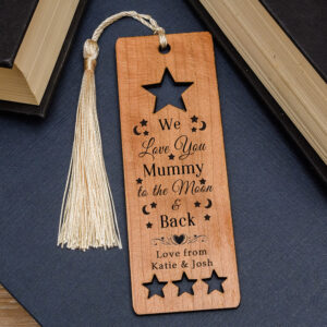 Personalised Love You To The Moon and Back Wooden Bookmark