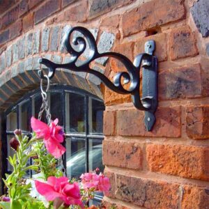 Set of Two Classic Hanging Basket Brackets - Solid Cast Iron Scroll Design