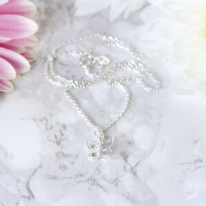 Silver Butterfly Necklace with Personalised Box