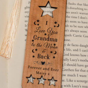 To The Moon and Back Wooden Bookmark