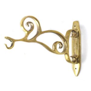 Traditional Brass Hanging Basket Brackets - Solid Brass Scroll