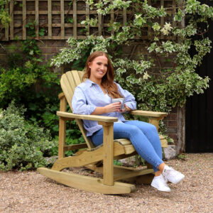 Wooden Garden Rocking Chair - Angled Back and Armrests