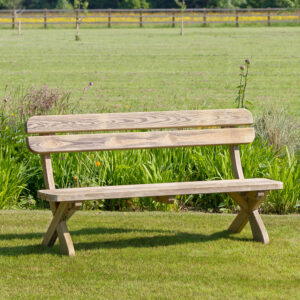 Strap Back Wooden Bench | Three Seater Harriet Garden Bench