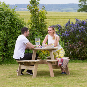 Katie Round Picnic Table with Integral Benches