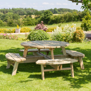 Large Round Picnic Table and Benches | Rose for up to 8