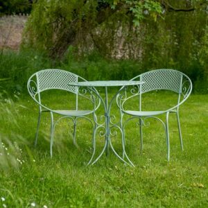 Contemporary Green Bistro Set - Aquitaine Round Backed Sage