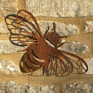 Bare Metal Ready to Rust Honey Bee 3D Garden Wall Art