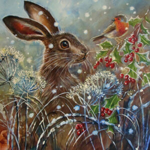 Holly Berry Hare by Judith Yates - Printed Tile
