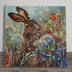 Winter Hare Art | Holly Berry Judith Yates Licensed Tile