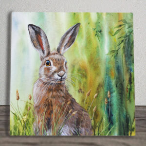 Judith Yates Stray Hare UV Printed on a Ceramic Tile