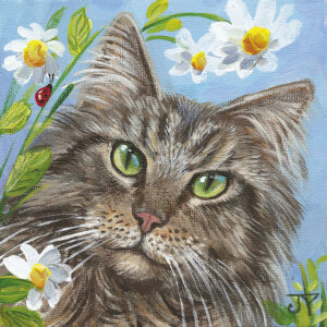 Grey Cat Printed Tile | Judith Yates Milo Tile Reproduction