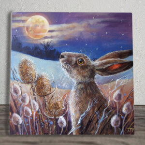 Moonlit Hare Printed Tile - Enchanting Judith Yates Art