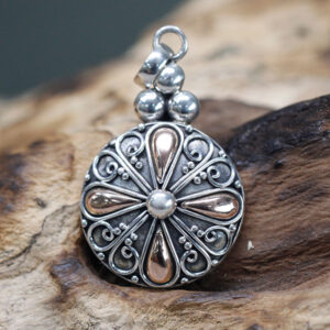Silver and Gold Round Pendant - 925 Silver and 18K Gold