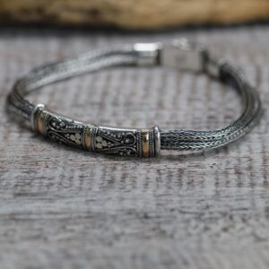 Unisex Silver and Gold Handmade Bracelet