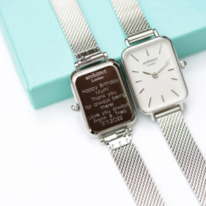 Personalised Contemporary Silver Ladies Engraved Watch