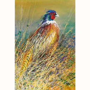 Pheasant Emerges by David Finney Licensed Printed 30cm by 20cm Tile