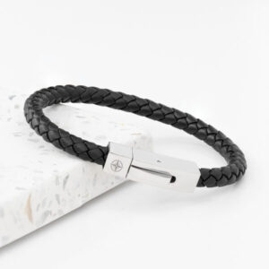 Mens Gift Bracelet Leather Strap & Compass Icon