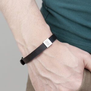 PERSONALISED SOHO LEATHER BLACK BRACELET