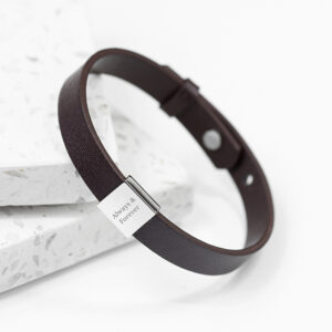 Sleek Personalised Mens Brown Leather Bracelet - Soho