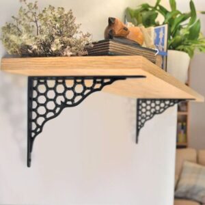 Small Cast Iron Shelf Brackets - Honeycomb Design
