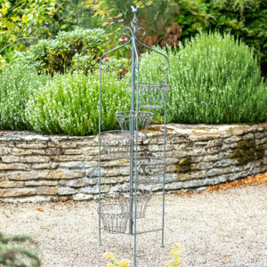 Folding Plant Pot Stands - Vintage Design in Antique Blue