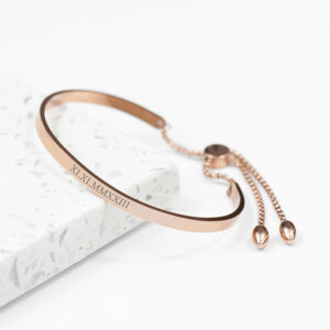 Personalised Affirmation Bangle - Adjustable Rose Gold Plate