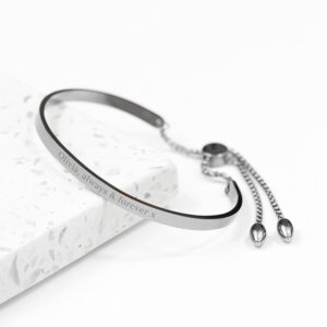 Personalised Affirmation Bracelet - Adjustable Silver Plated