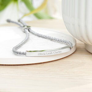 Personalised Silver Identity Rope Bracelet Adjustable