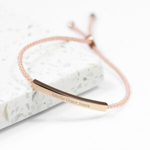 Adjustable Personalised Bracelet | Rose Gold Identity Rope