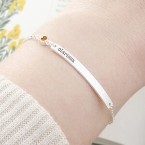Silver Birthstone Bracelet - November Citrine Crystal