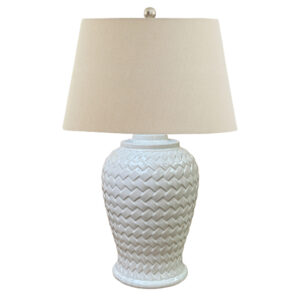 Woven Ceramic Lamp _ Linen Shade