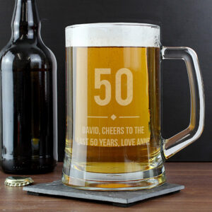 Personalised Birthday Pint Glass for 50th Birthdays