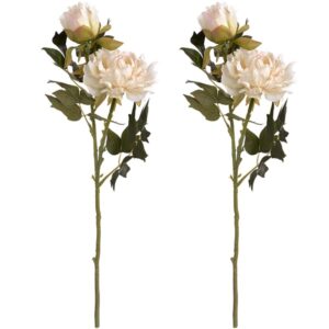 Two Faux Creamy White Peony Stems