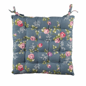 Navy Rosebud Square Seat Pads | Ascalon Garden Cushions