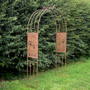 Rustic Garden Archway - Charming Meadow Design Rust Finish
