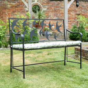 Swallow Back Bench with Charming Birds in Flight Design