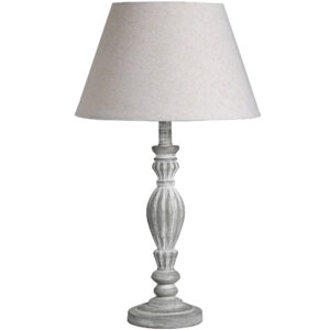 Aegina Washed Wood Table Lamp - Linen Shade