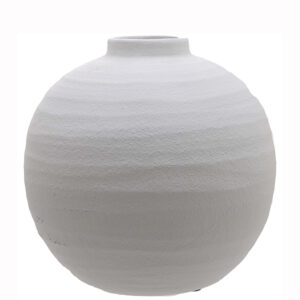 Matte White Round Vase - Tiber Textured Coastal Collection